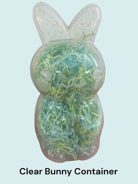 Fillable Bunny Container Clear with Easter Grass